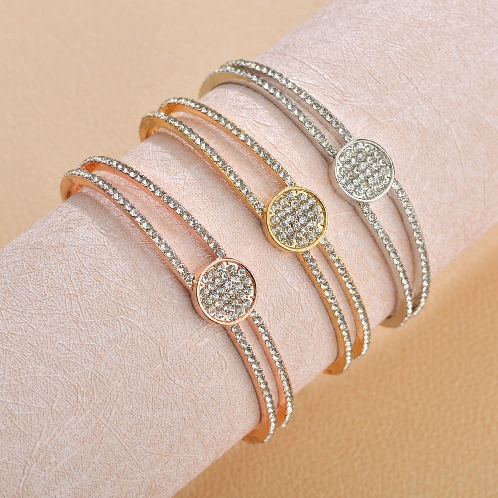 Wholesale Geometric Circle Rhinestone Alloy Bracelet